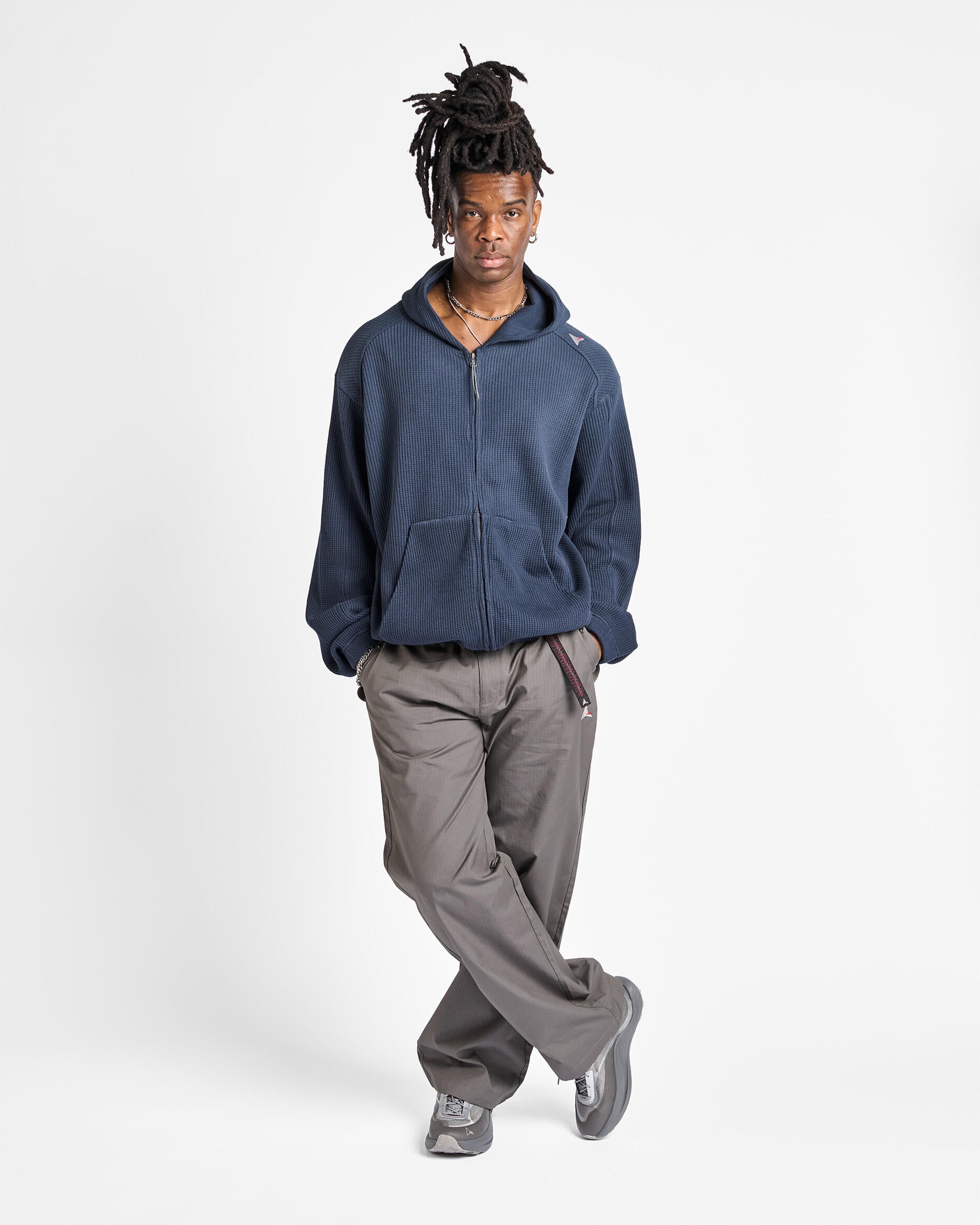 ROA Bee Sun Faded Organic Waffle Zip Up Hoodie | YBMW034FA31